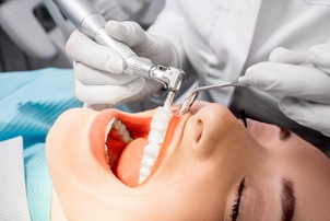 Dental patient having their teeth polished