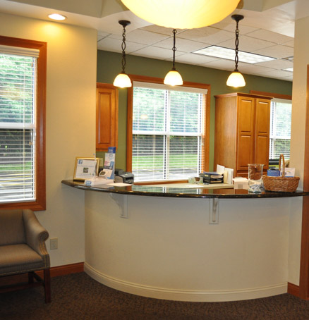 Welcome desk and reception area