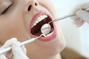 Woman having a dental exam