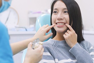 Dentist examining a patient’s smile