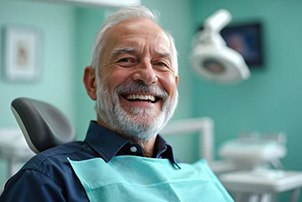 Happy, smiling senior dental patient