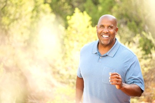 man walking smiling